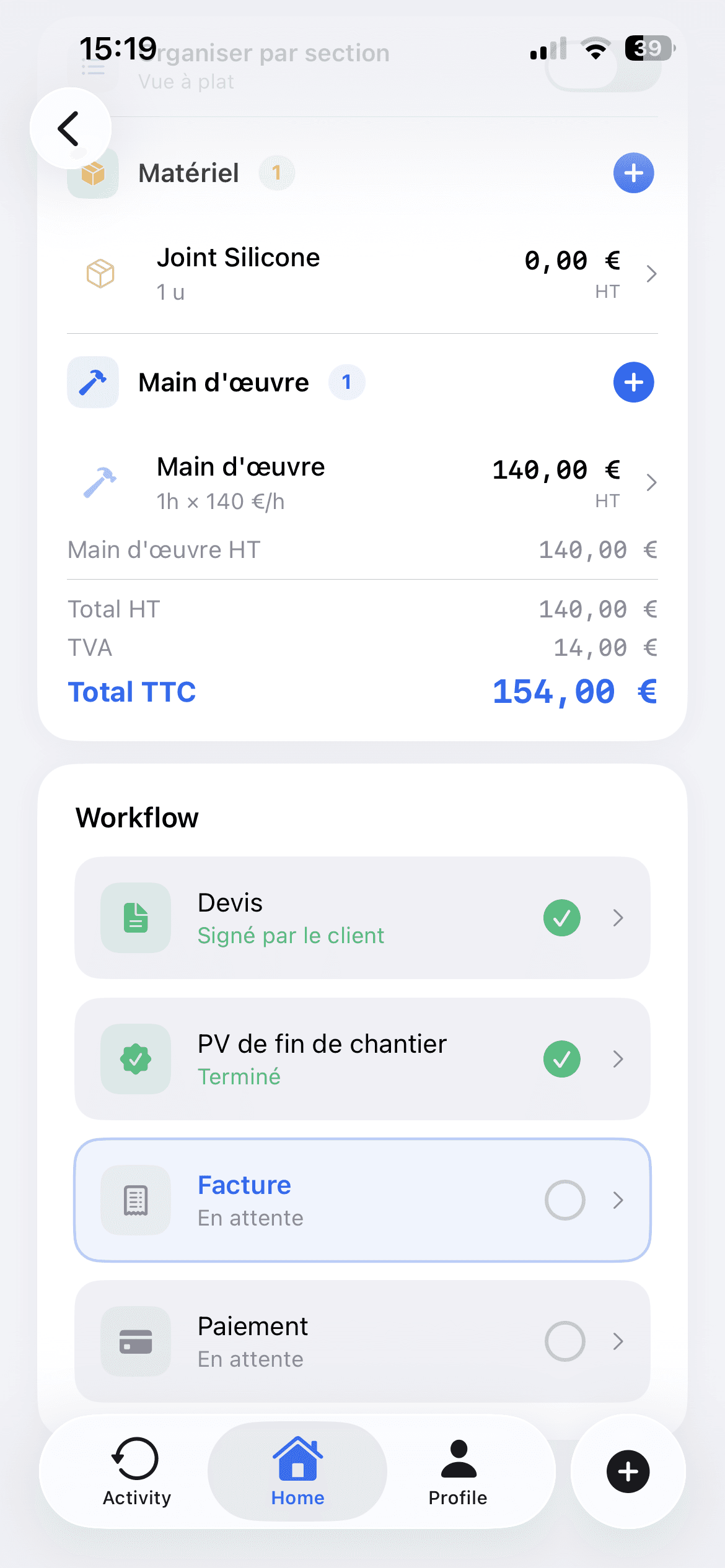 Suivi chantier
