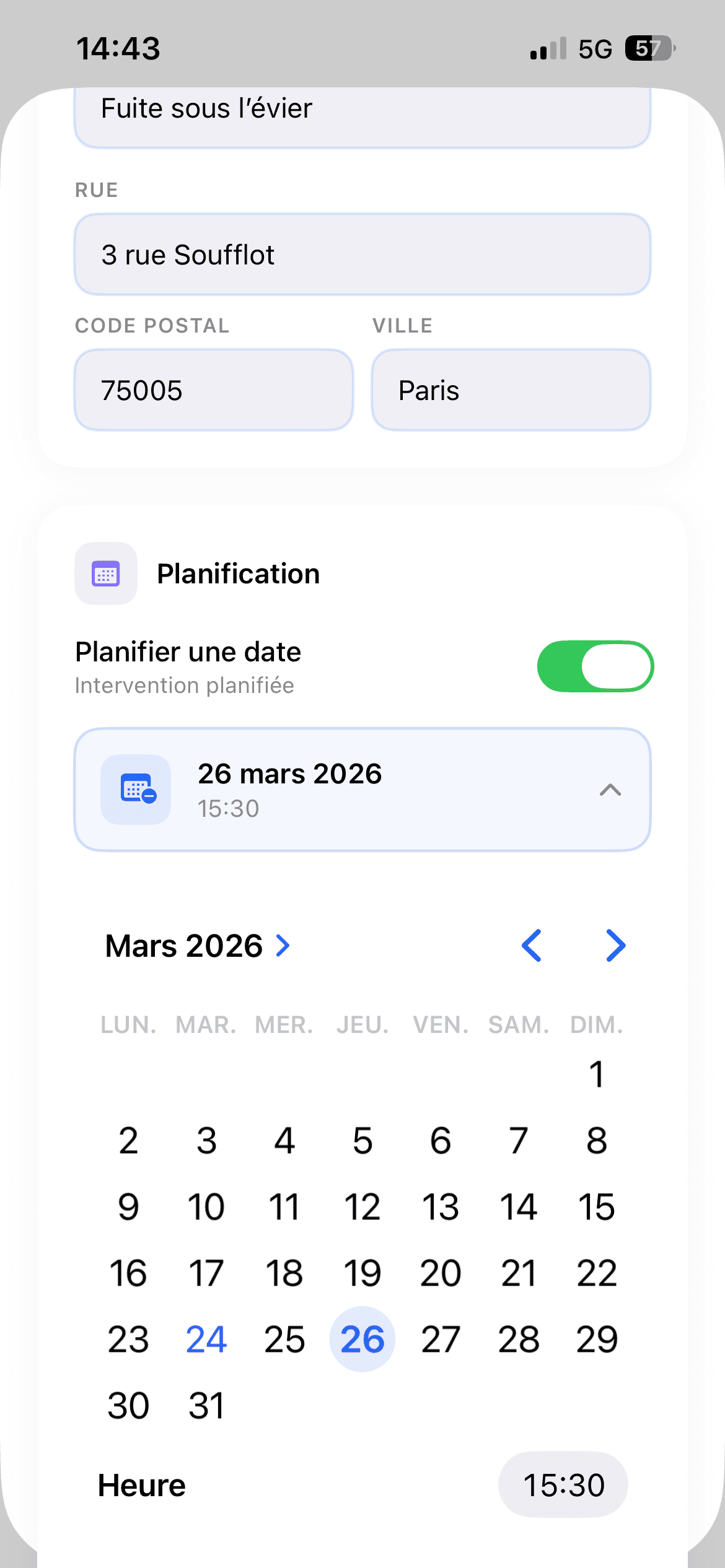 Création intervention